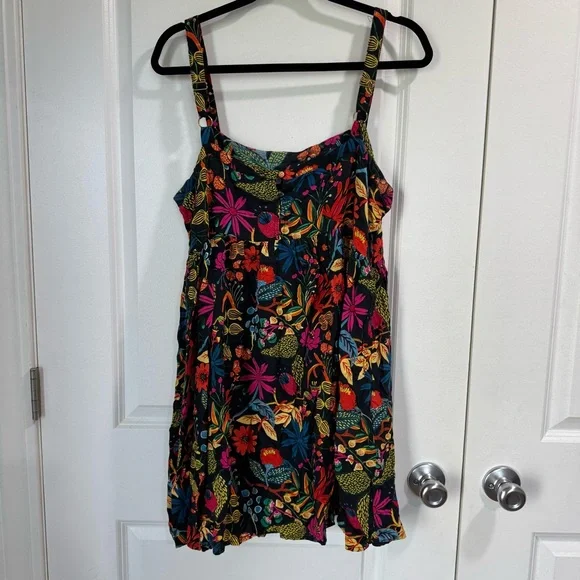 Natural Life Patti Mini Dress Black Neon Floral L - Picture 8 of 10